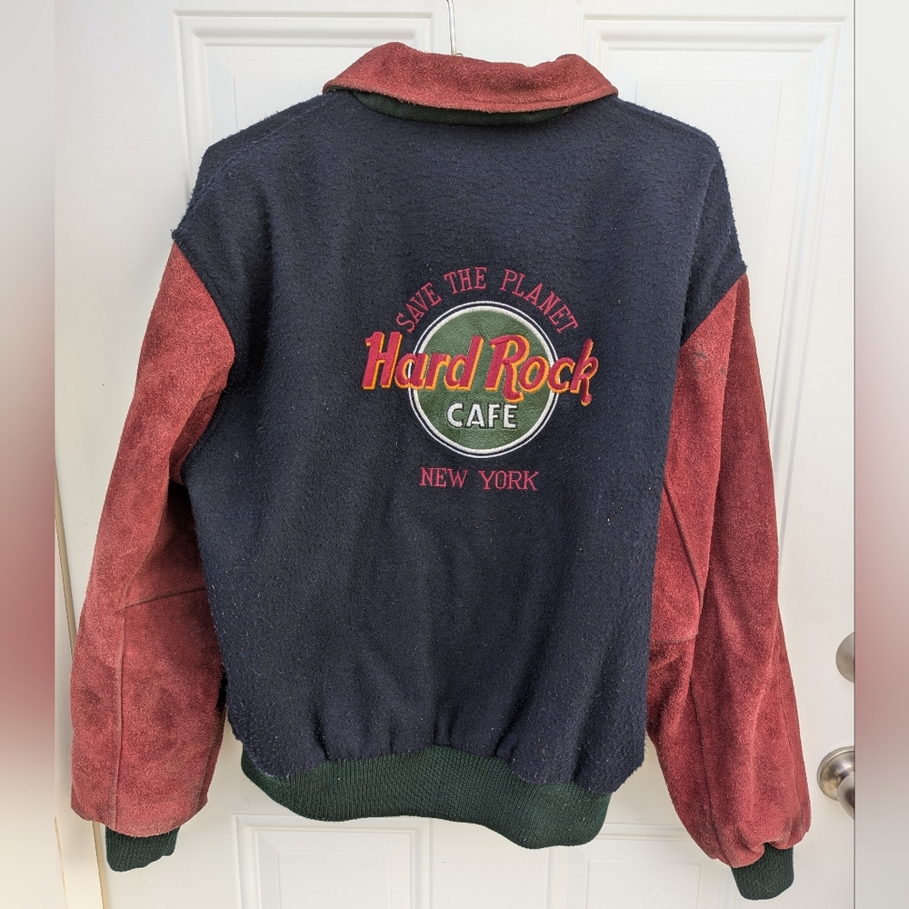 VINTAGE HARD ROCK CAFE NEW YORK SUEDE LEATHER JACKET MEDIUM
